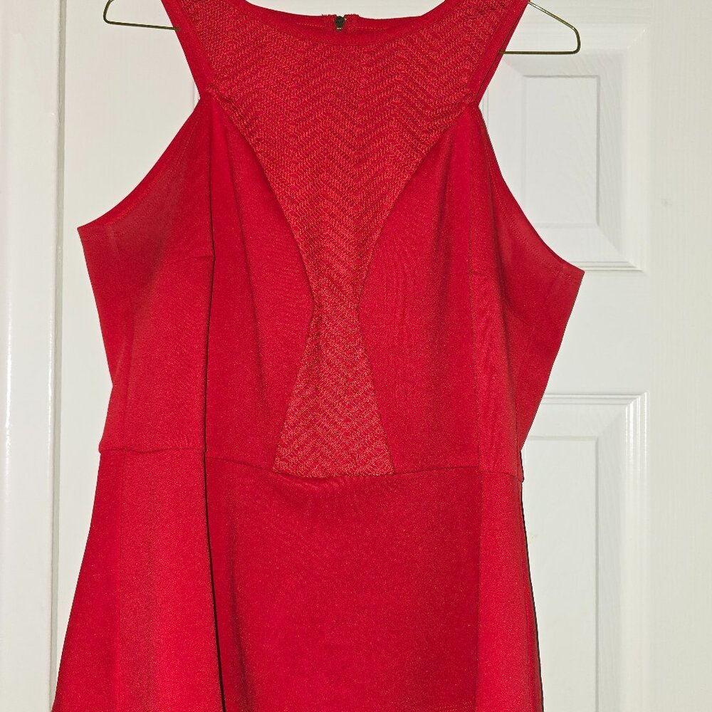 Worthington Red Sleeveless Peplum Top